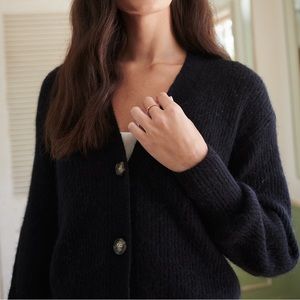 Quince Baby Alpaca Wool Cropped Cardigan - Black